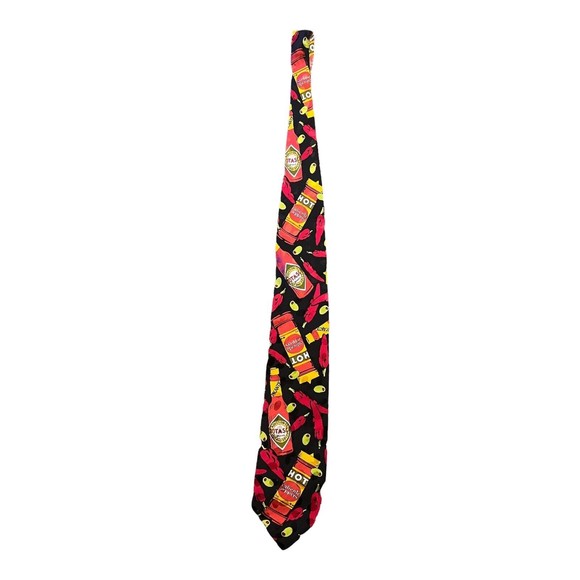 Bolero Addiction Hot Sauce Necktie Tie Olives Peppers Hot And Spicy 100% Silk - Picture 1 of 6
